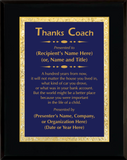 Gloss Black Wood Plaque with Decorative Plate - Coach Appreciation Award