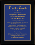 Gloss Black Wood Plaque with Standard Plate - Coach Appreciation Award