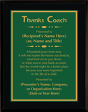 Gloss Black Wood Plaque with Standard Plate - Coach Appreciation Award