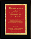 Gloss Black Wood Plaque with Decorative Plate - Coach Appreciation Award