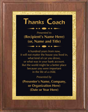 Walnut Wood Plaque with Decorative Plate - Coach Appreciation Award
