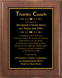Walnut Wood Plaque with Standard Plate - Coach Appreciation Award
