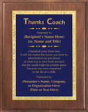 Walnut Wood Plaque with Decorative Plate - Coach Appreciation Award