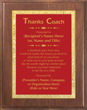 Walnut Wood Plaque with Decorative Plate - Coach Appreciation Award