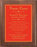 Walnut Wood Plaque with Standard Plate - Coach Appreciation Award