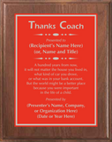 Walnut Wood Plaque with Standard Plate - Coach Appreciation Award