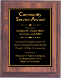 Cherry Woodgrain Plaque with Standard Plate - Community Service Award
