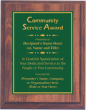 Cherry Woodgrain Plaque with Standard Plate - Community Service Award