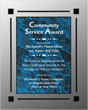 Acrylic Clear Plaque with Marble Design Accent - Community Service Award