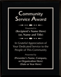 Gloss Black Wood Plaque with Standard Plate - Community Service Award