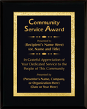 Gloss Black Wood Plaque with Decorative Plate - Community Service Award