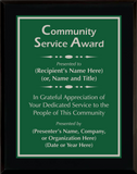 Gloss Black Wood Plaque with Standard Plate - Community Service Award