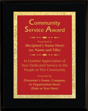 Gloss Black Wood Plaque with Decorative Plate - Community Service Award