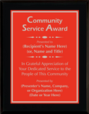 Gloss Black Wood Plaque with Standard Plate - Community Service Award