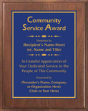 Walnut Wood Plaque with Standard Plate - Community Service Award