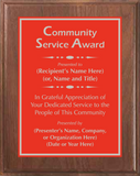 Walnut Wood Plaque with Standard Plate - Community Service Award