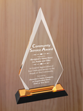 Arrow Point Acrylic - Community Service Award