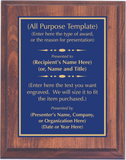 Cherry Woodgrain Plaque with Standard Plate - Design Your Own Award