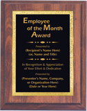 Cherry Woodgrain Plaque with Decorative Plate - Employee of the Month Award