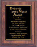Cherry Woodgrain Plaque with Standard Plate - Employee of the Month Award