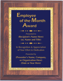 Cherry Woodgrain Plaque with Decorative Plate - Employee of the Month Award