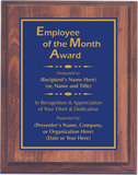 Cherry Woodgrain Plaque with Standard Plate - Employee of the Month Award
