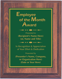 Cherry Woodgrain Plaque with Standard Plate - Employee of the Month Award