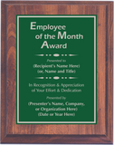 Cherry Woodgrain Plaque with Standard Plate - Employee of the Month Award