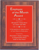 Cherry Woodgrain Plaque with Standard Plate - Employee of the Month Award