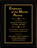 Gloss Black Wood Plaque with Standard Plate - Employee of the Month Award