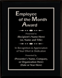Gloss Black Wood Plaque with Standard Plate - Employee of the Month Award