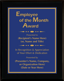 Gloss Black Wood Plaque with Standard Plate - Employee of the Month Award