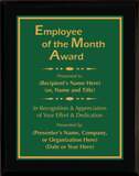 Gloss Black Wood Plaque with Standard Plate - Employee of the Month Award
