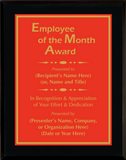 Gloss Black Wood Plaque with Standard Plate - Employee of the Month Award