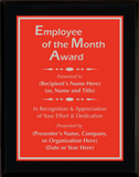 Gloss Black Wood Plaque with Standard Plate - Employee of the Month Award