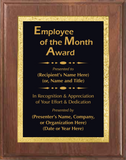Walnut Wood Plaque with Decorative Plate - Employee of the Month Award