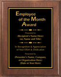 Walnut Wood Plaque with Standard Plate - Employee of the Month Award
