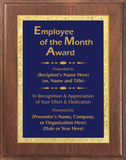 Walnut Wood Plaque with Decorative Plate - Employee of the Month Award