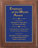 Walnut Wood Plaque with Standard Plate - Employee of the Month Award