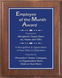 Walnut Wood Plaque with Standard Plate - Employee of the Month Award