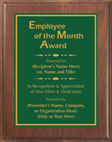 Walnut Wood Plaque with Standard Plate - Employee of the Month Award