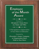 Walnut Wood Plaque with Standard Plate - Employee of the Month Award