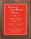 Walnut Wood Plaque with Standard Plate - Employee of the Month Award