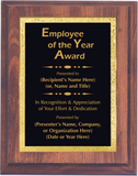 Cherry Woodgrain Plaque with Decorative Plate - Employee of the Year Award