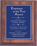 Cherry Woodgrain Plaque with Standard Plate - Employee of the Year Award