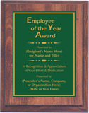Cherry Woodgrain Plaque with Standard Plate - Employee of the Year Award