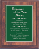 Cherry Woodgrain Plaque with Standard Plate - Employee of the Year Award