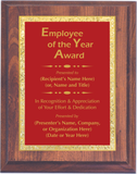 Cherry Woodgrain Plaque with Decorative Plate - Employee of the Year Award