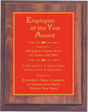 Cherry Woodgrain Plaque with Standard Plate - Employee of the Year Award