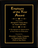 Gloss Black Wood Plaque with Standard Plate - Employee of the Year Award